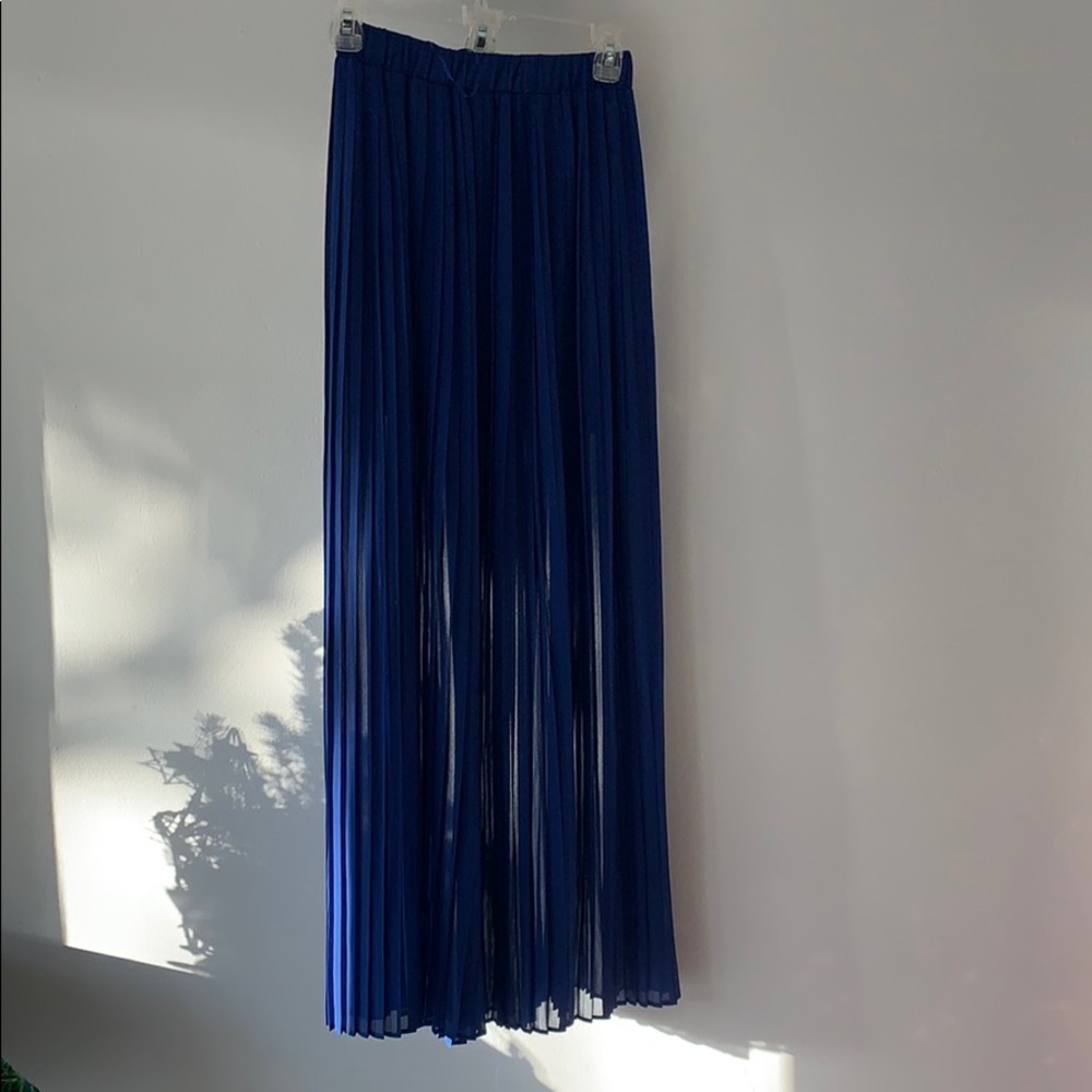 Royal blue, pleated maxi skirt